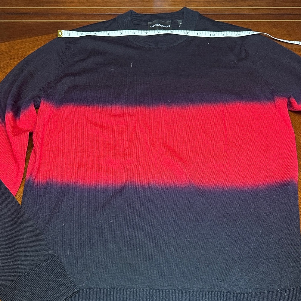 Emporio Armani Navy & Red Tie-Dye Ombre Sweater – Women’s Medium Size XS - Picture 2 of 12